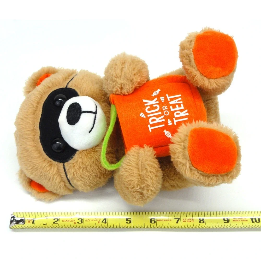 Hallmark Halloween Bandit Bear Plush Brown Orange Trick or Treat Mask MJN1488 9